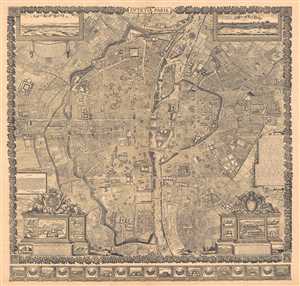 1652 Gomboust Map of Paris, France (c. 1900 Taride reissue)