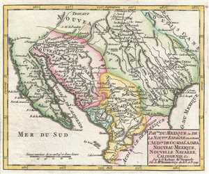 1749 Vaugondy Map of Texas and California