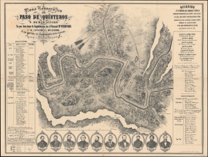 1885 Escuela de Artes Map of the Paso de Quinteros, Uruguay