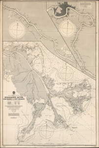 1903 / 1908 British Admiralty Nautical Chart of the Mississippi River from New Orleans to its Mouth