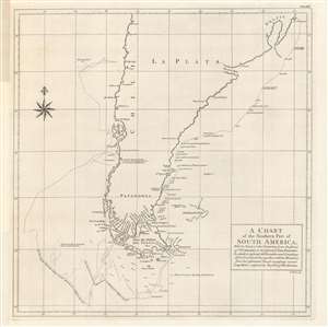 1748 Anson / Seale Chart of Patagonia, Tierra del Fuego, Cape Horn