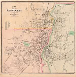 1870 Beers Map of Pawtucket, Rhode Island