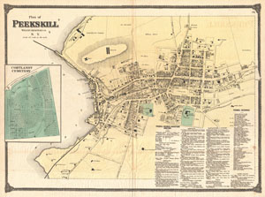 1867 Beers Map of Peekskill, Westchester, New York