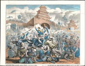 1860 Albert Chromolithograph View of the Allies Entering Peking (Beijing), China