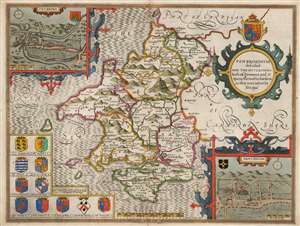 1662 John Speed County Map of Pembrokeshire (Rare Rea Issue)