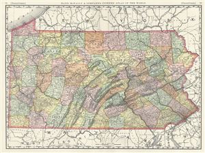 1888 Rand McNally Map of Pennsylvania, United States