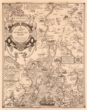 1940 Phillips Pictorial Map of Penobscot Bay, Maine