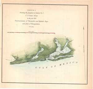 1849 U.S. Coast Survey Map of Pensacola and Perdido Bays