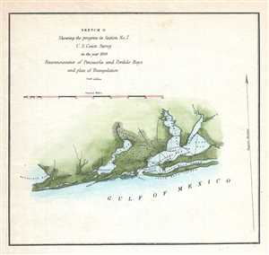 1849 U.S. Coast Survey Map of Northwest Florida Gulf Coast