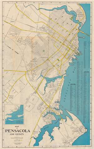 1947 Dolph City Plan or Map of Pensacola, Florida