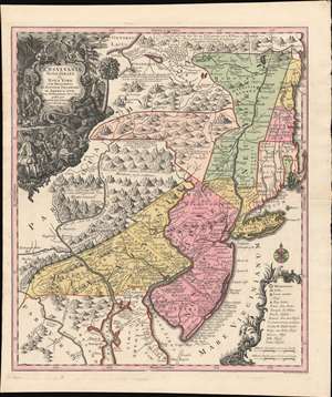 1749 Seutter / Lotter Map of Pennsylvania, New Jersey and New York