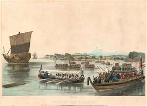 1855 Brown and Heine Elephant Folio View from Perry's Expedition to Japan
