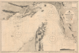 1945 British Admiralty Chart of the Strait of Hormuz and Environs