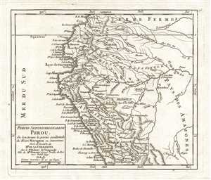 1749 Vaugondy Map of Northern Peru, Ecuador, Brazil, and Colombia