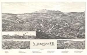1886 Burleigh Bird's Eye View of Peterborough, New Hampshire