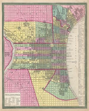 1846 Mitchell and Burroughs Map of Philadelphia, Pennsylvania (First Edition)