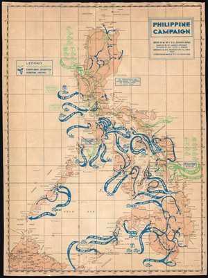 1945 U.S. Army Map of the Philippines and the Philippine Campaign