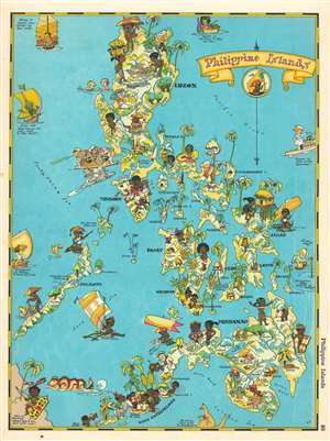 1935 Ruth Taylor White Pictorial Map of the Philippines