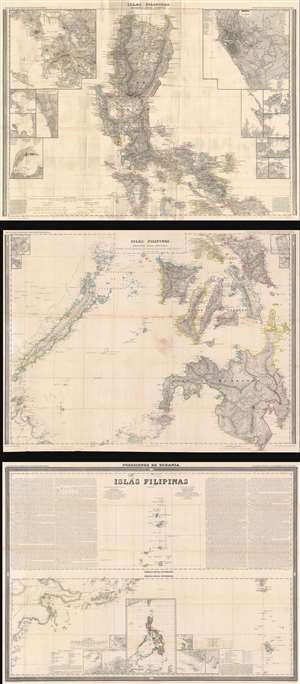 1852 Coello / Morata Wall Map of the Philippines (Three Sheets)