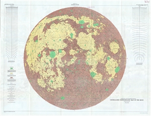 1961 U.S.G.S. Photogeologic Map of the Moon (wall map) - landmark Lunar map!