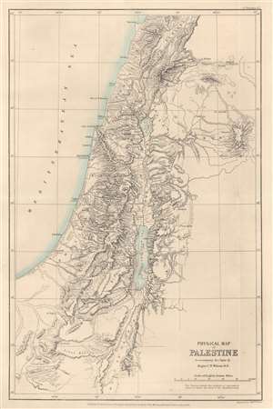 1873 Murray Map of Palestine / Israel / Holy Land