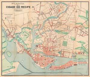 1914 Simonek and Company City Plan or Map of Recife, Brazil