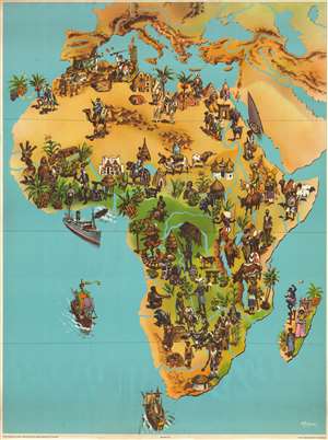 1957 Westermann Pictorial Map of Africa