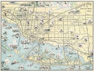 1951 Mills and Wilson Pictorial Map of Greater Miami, Florida