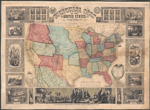 1853 Thayer Pictorial Wall Map of the United States