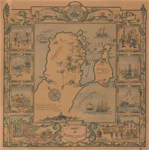 1929 Marian Brown Pictorial Map of Marblehead, Massachusetts