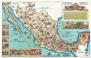 1931 Medina Pictorial Map of Mexico