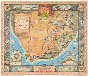 1954 Sargent Pictorial Map of South Africa