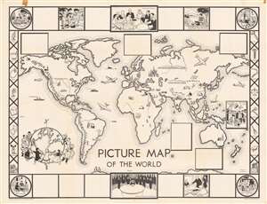 1948 Friendship Press Pictorial Map of the World - Proof State!