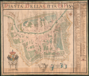 1760 Pellegrini / Spadaccini Manuscript Wall Map of Pisa