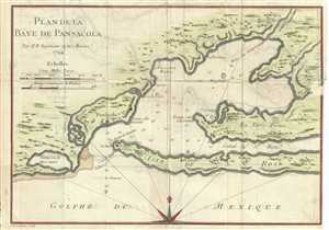 1744 Bellin Map of the Bay of Pensacola, Florida