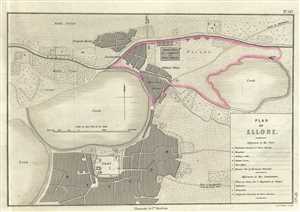 1854 Pharoah Map or Plan of the City of Eluru in Andhra Pradesh, India