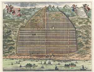 1670 Van Der Aa Map or Plan of Guangzhou, China
