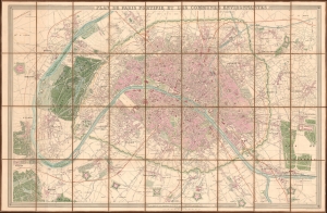 1856 Longuet City Plan or Map of Paris, France