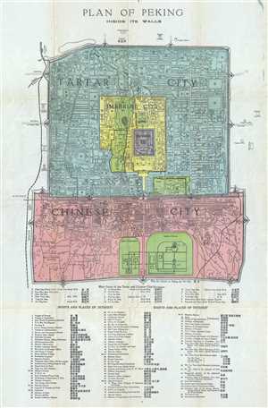 1924 Fei Shi City Map or Plan of Beijing / Peking, China
