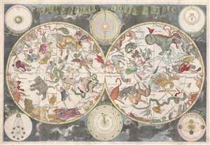 1680 De Wit Map of the Celestial Hemispheres (Stars and Constellations)