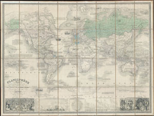 1857 Vuillemin Case Map of the World on Mercator's Projection