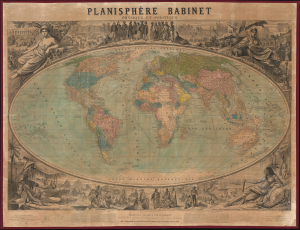 1860 Bourdin / Babinet Wall Map of the World on Mollweide Projection