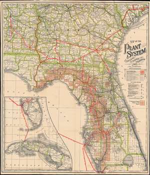 1893 Plant System Railroad Map of Northern Florida
