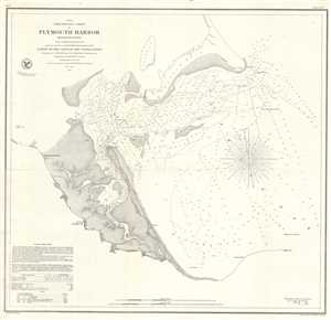 1854 U.S. Coast Survey Chart or Map of Plymouth Harbor, Massachusetts