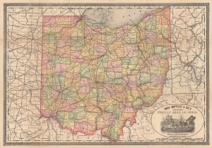 1888 Whiteley and Rand McNally Pocket Map of Ohio