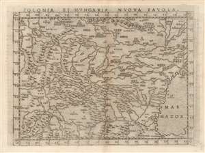 1574 Ruscelli/ Gastaldi Map of Poland and Hungary