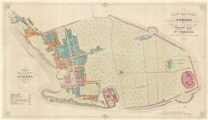 1841 Artaria City Plan or Map of Ancient Pompeii, Italy