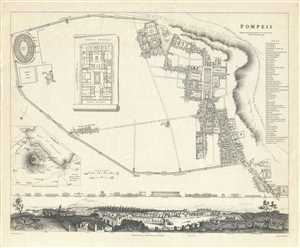 1832 S.D.U.K. Subscriber's Edition Map or City Plan of Pompeii, Italy