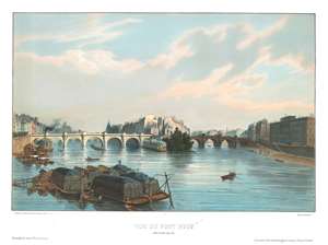 1844 Arnout View of Pont Neuf, Paris, France