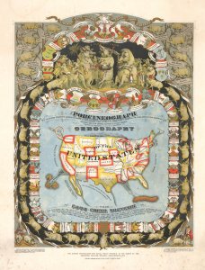 1876 Baker Pictorial 'Porcineograph' Map of the United States (as Pig)